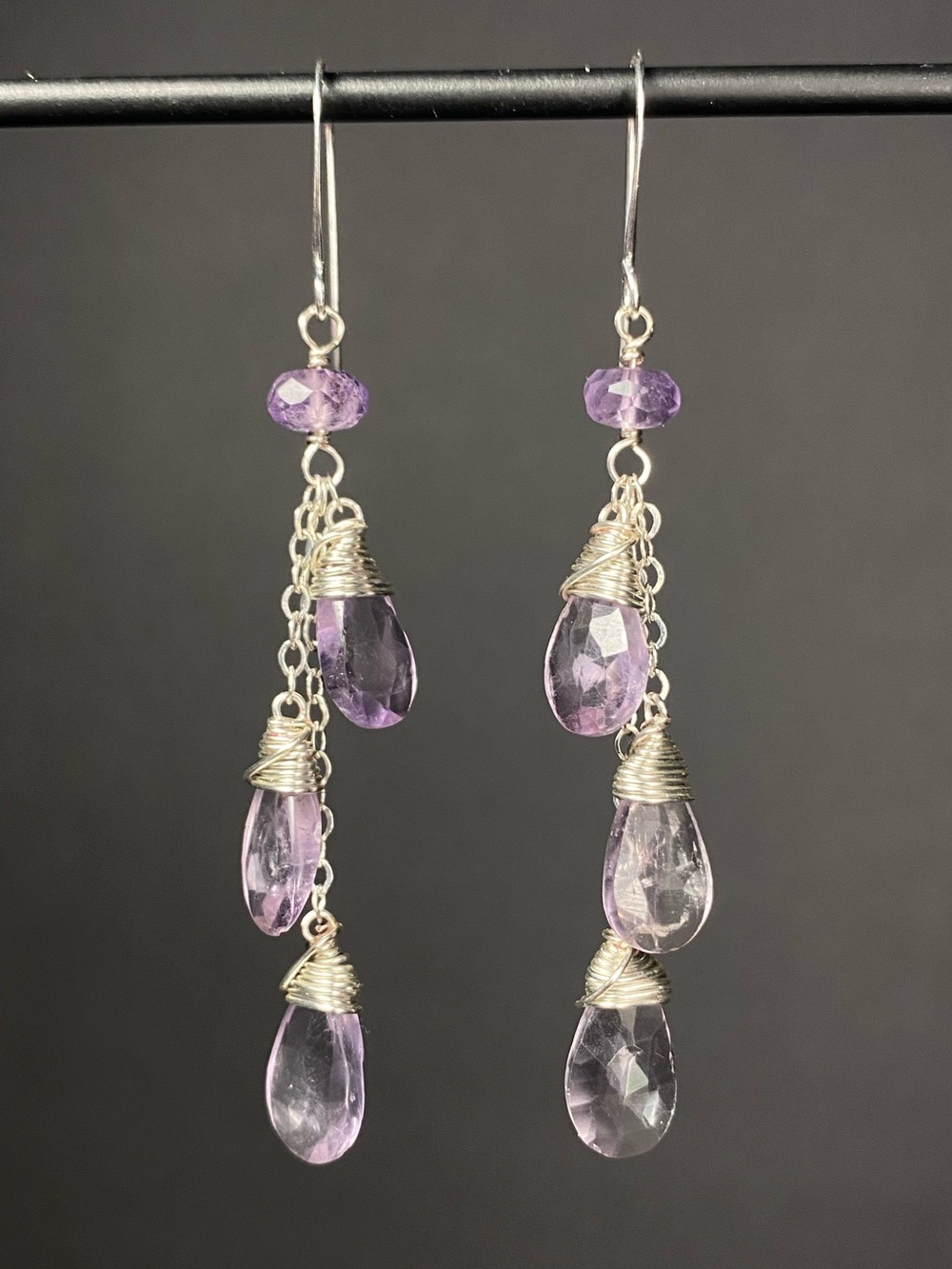 Lavender Amethyst Wire Wrapped Earrings